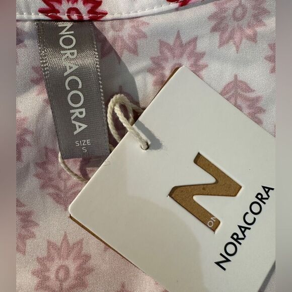 NORACORA Pink and White Patterned Wrap Dress Cool Feel Size Small - Picture 9 of 12